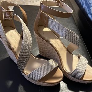 JESSICA SIMPSON JOSEPPA 2 ESPADRILLE WEDGE SANDAL Size 7M - 371/2